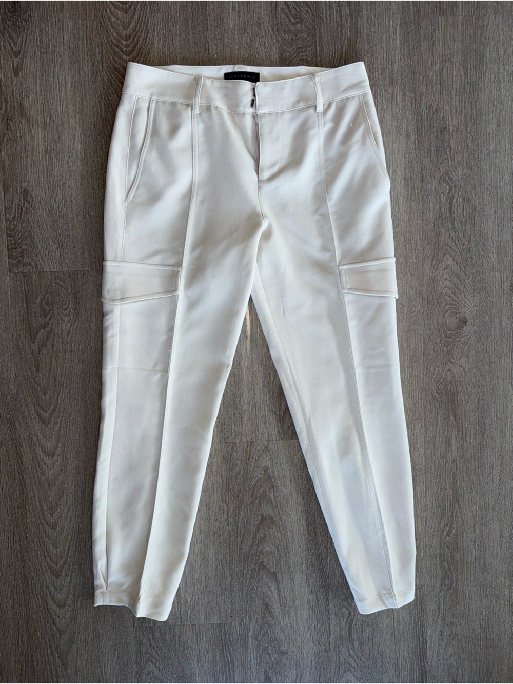 Sanctuary Tailored Pleated Cargo Pants Cream Size 26 Minimalist Trousers